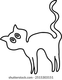 Spooky Cat Outline: Halloween Vector