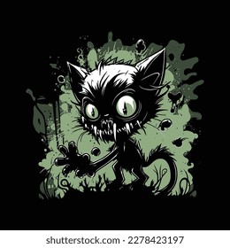 Spooky Cat Zombie Pic Vector Illustration