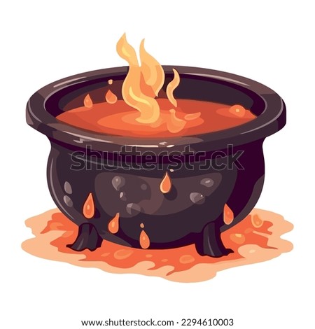 Spooky cauldron boils evil potion for Halloween celebration icon