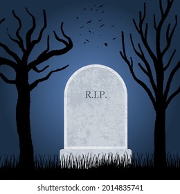 Spooky cemetery blank grave. Creepy gravestone template.