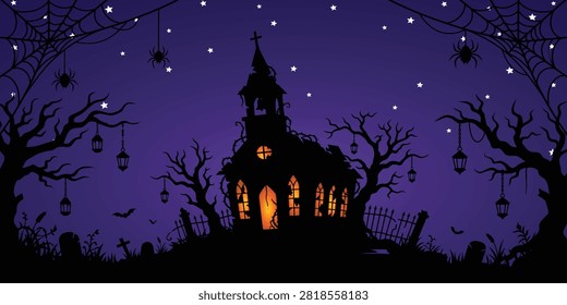 Spooky chapel with cobwebs and hanging lanterns freepik frame, lanterns