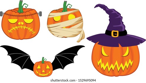 Spooky Character of halloween pumpkins