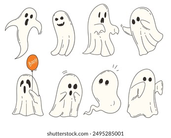 Gespenstischer Charakter, Set von Geist, Halloween-Symbol