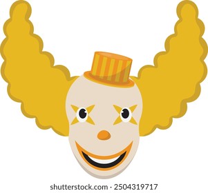Spooky Clown Mask Illustration Isolated on White Background. Vector Flat Cartoon Design.