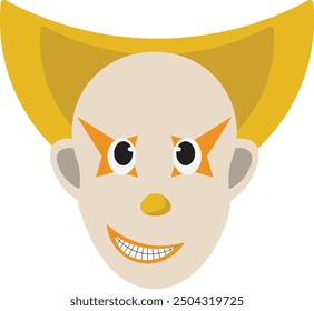 Spooky Clown Mask Illustration Isolated on White Background. Vector Flat Cartoon Design.