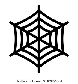 Spooky cobweb outline icon. Scary spider web line sign. Editable stroke.  Vector graphics