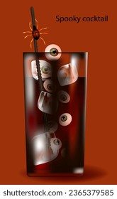 Spooky cocktail, realistic vector illustration for Halloween menus and more.
 