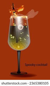 Spooky cocktail, realistic vector illustration for Halloween menus and more.
 