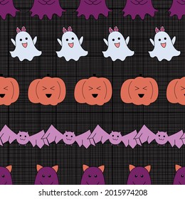 Spooky colorful Halloween seamless pattern design background