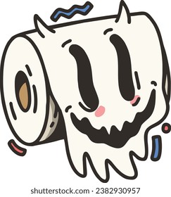 spooky and cool toilet paper cartoon design