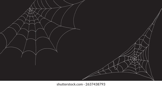 Spooky corner spiderweb elements isolated vector set for haunted Halloween designs