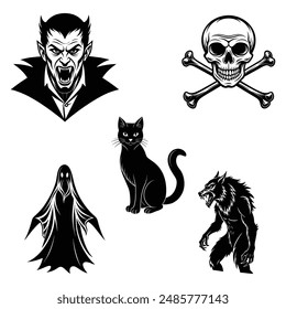 Spooky Creatures Silhouette art Bundle