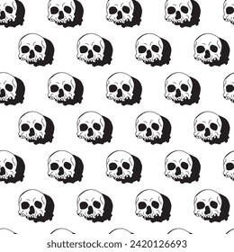 Spooky Creepiness Craniums Vector Seamless Pattern can be use for background and apparel design