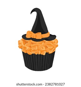 Spooky cupcake with white background, vector illustration, food drawing, halloween