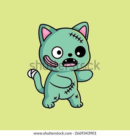 Spooky Cute Cat Zombie – Halloween Cartoon Artwork