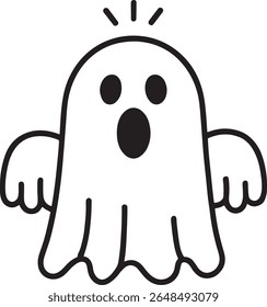 Spooky and Cute Ghost Illustration for Halloween Decorations and Festive Designs, Simple Cartoon Graphic