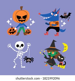 Spooky But Cute Halloween Character Doodle Illustration Premium Vector