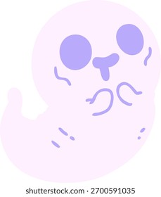 spooky cute halloween ghost in bright neon color