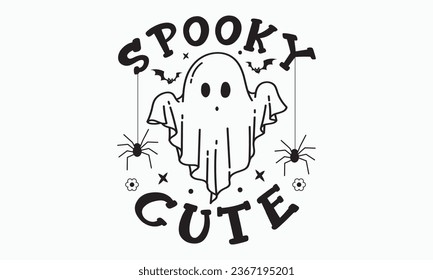 Spooky cute svg, halloween t shirt design bundle, Retro halloween svg, happy halloween vector, pumpkin, witch, spooky, ghost, funny halloween t-shirt quotes Bundle, Cut File Cricut, Silhouette 