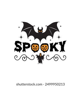 Spooky Design, Funny Halloween shirt design vector, spooky Halloween, Ghost Tee, Groovy Halloween Clipart, Quotes Halloween Typography T shirt design