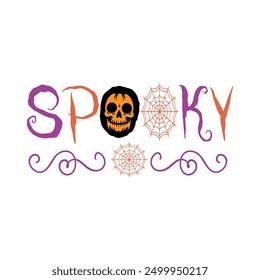 Diseño espeluznante, Vector divertido del diseño de la camisa de Halloween, Halloween espeluznante, camiseta del fantasma, Clipart de Halloween Groovy, citas de la tipografía de Halloween diseño de la camiseta