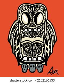 spooky devil head illustration vector format