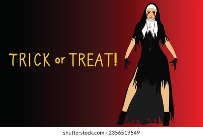 spooky dress up for halloween. Trick or treat concept with scary female outfit