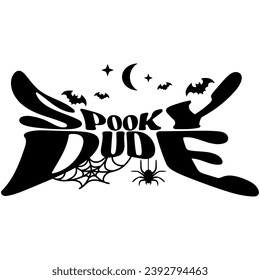 spooky dude black vector graphic design and cut file