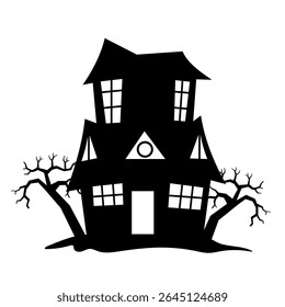 Spooky Empty House Halloween Silhouette
