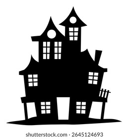 Spooky Empty House Halloween Silhouette