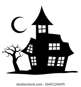 Spooky Empty House Halloween Silhouette