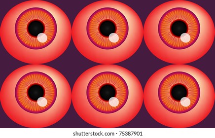 Spooky eyeballs on purple background