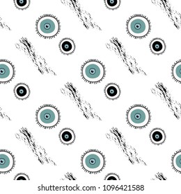 Spooky eyes collor seamless pattern wallpaper in scandinavian style