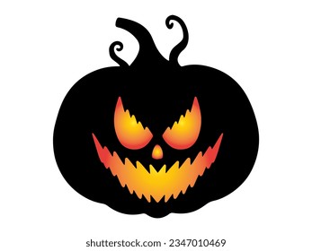 Spooky Face Pumpkin Halloween Illustration