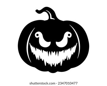 Spooky Face Pumpkin Halloween Illustration