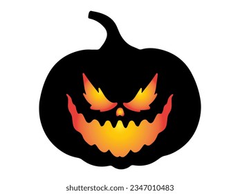 Spooky Face Pumpkin Halloween Illustration