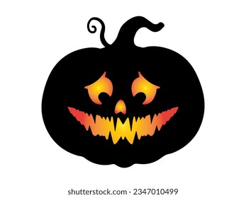 Spooky Face Pumpkin Halloween Illustration