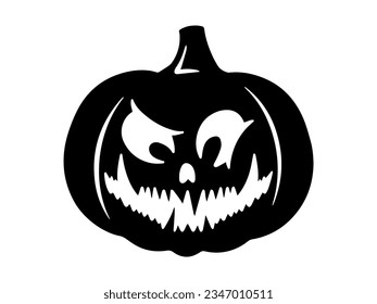 Spooky Face Pumpkin Halloween Illustration