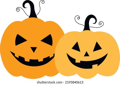Spooky face pumpkin Halloween vector illustration