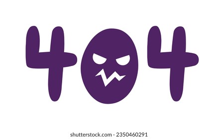 Spooky facial error 404 flash message. Halloween jack o lantern scary. Creepy smile. Empty state ui design. Page not found popup cartoon image. Vector flat illustration concept on white background