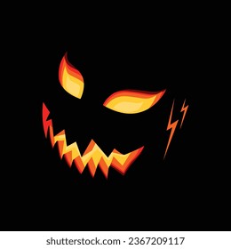 spooky facial expression halloween pumpkin symbol in the dark
