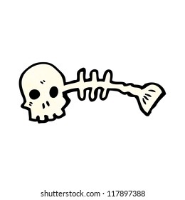 caricatura de huesos de pescado espeluznante