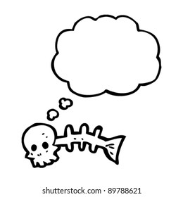 caricatura de huesos de pescado espeluznante