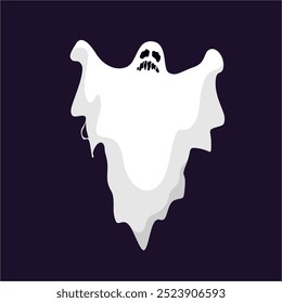 Ilustração Fantasma Flutuante Assustador com Expressão Eerie. Arte vetorial perfeita para projetos de Halloween, convites, pôsteres e projetos digitais