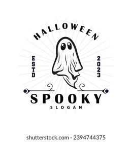 Spooky Fly Ghost Logo Simple Minimalist Vintage Scary Halloween Design