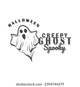 Spooky Fly Ghost Logo Simple Minimalist Vintage Scary Halloween Design
