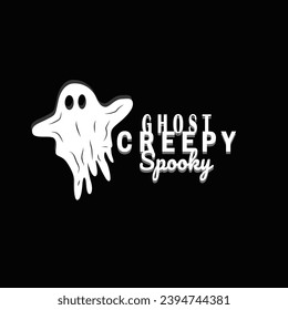 Spooky Fly Ghost Logo Simple Minimalist Vintage Scary Halloween Design