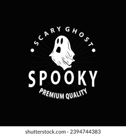 Spooky Fly Ghost Logo Simple Minimalist Vintage Scary Halloween Design