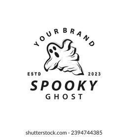 Spooky Fly Ghost Logo Simple Minimalist Vintage Scary Halloween Design