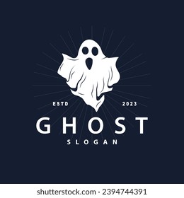 Spooky Fly Ghost Logo Simple Minimalist Vintage Scary Halloween Design